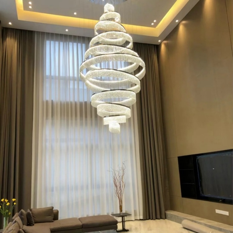 Overall view of the sculptural crystal rings living space